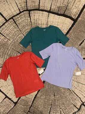 Set of 3 Women's Size Large Nine West Elbow-Sleeve Tees - 2 NWT!